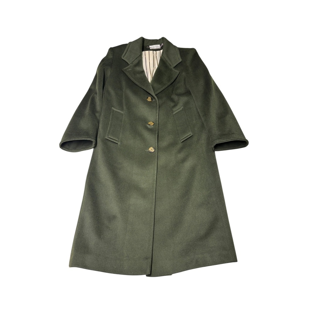 Ashley‎ Scott Petite Vintage 100% Pure Wool Overcoat Forest Green Long Coat
